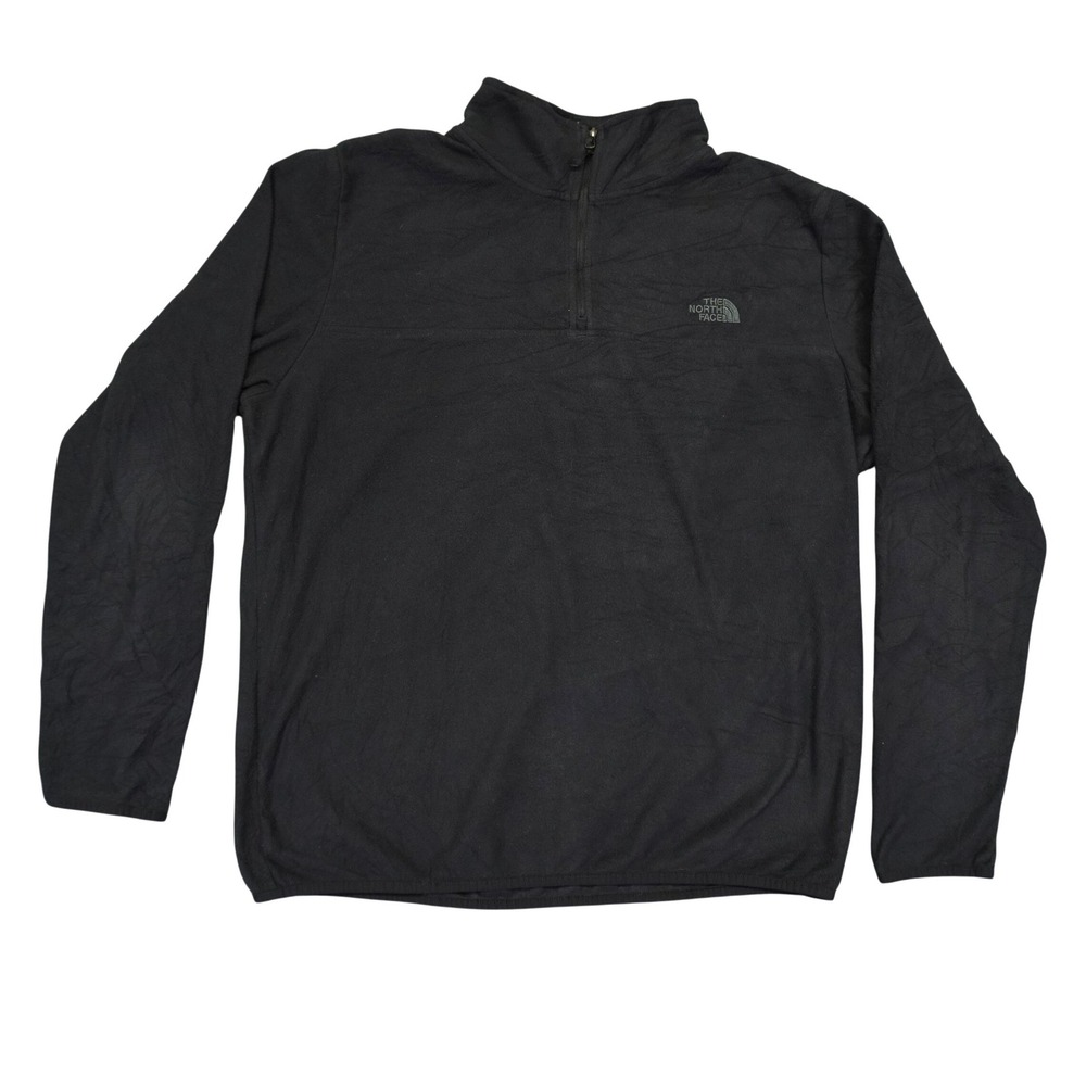 The North Face Fleece Pullover Mens Large Black TKA 100 Quarter Zip Mock Neck